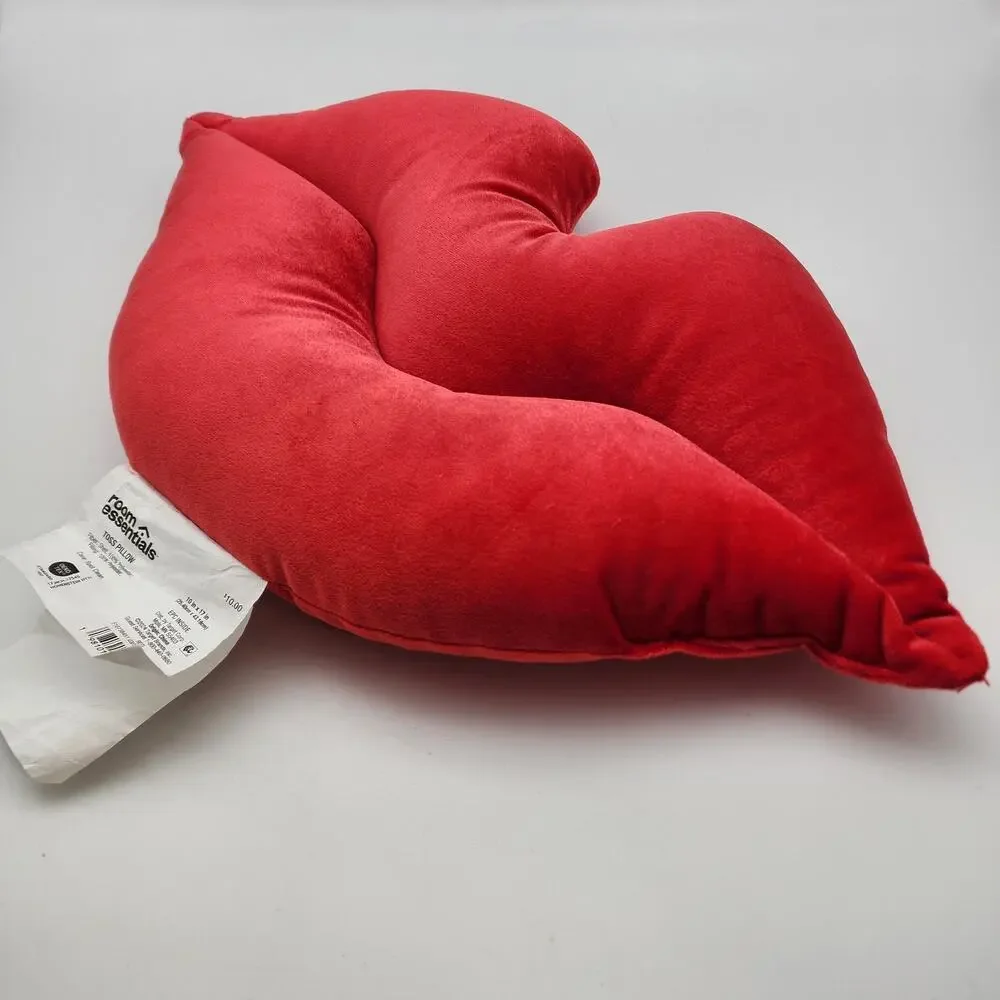 Target Cherry Red Lips Plush Pillow 10x17 Valentine College Dorm Room Essentials